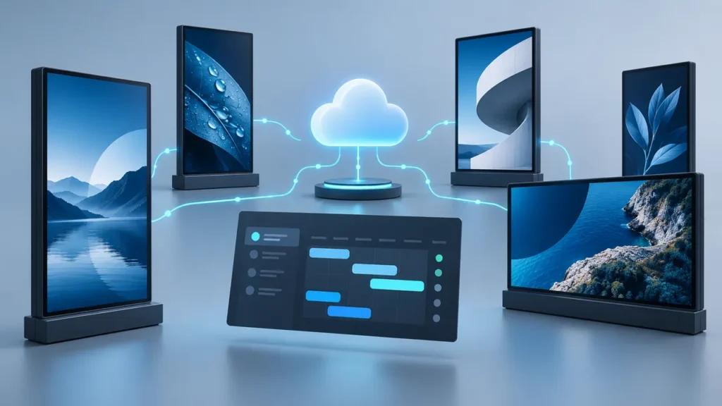 Koncept centralnog upravljanja digitalnim ekranima i rasporedom sadržaja preko Cloud CMS-a