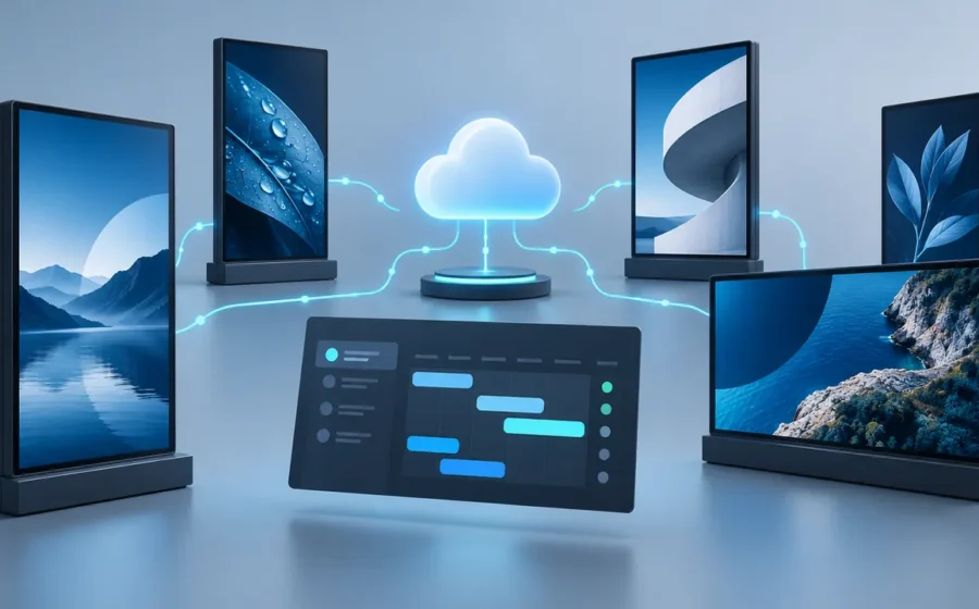 Koncept centralnog upravljanja digitalnim ekranima i rasporedom sadržaja preko Cloud CMS-a